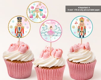 Nutcracker Cupcake Toppers: Sugar Plum Fairy, Land of Sweets Bir5 Bab3