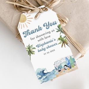 Ocean & Surf Danke Geschenkanhänger Vorlage Bearbeitbar Strand Baby Shower Favors Printable Favors Surf Thema Dusche Geschenkanhänger Beach Party Bab354
