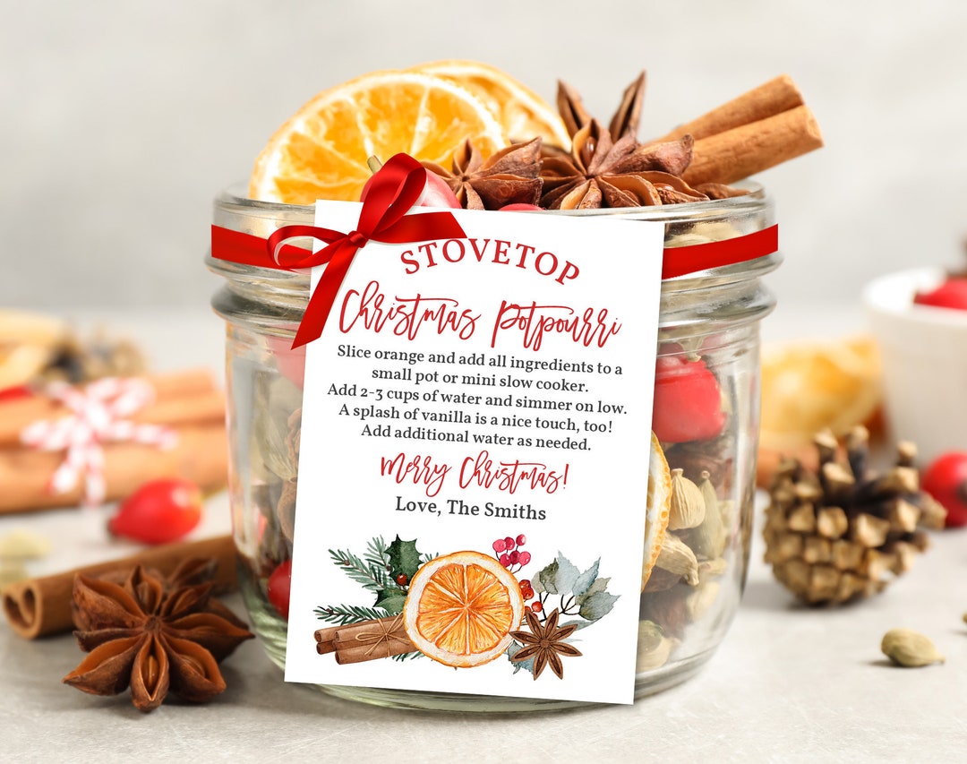 Stovetop Potpourri Christmas Gift Tag Teacher Gift Label Neighbor Gift ...