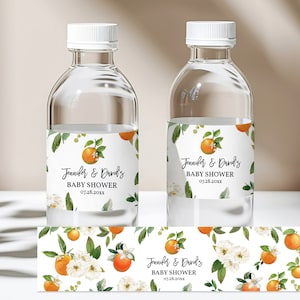 Editable Orange Citrus Water bottle label A Little Cutie Baby Shower Sprinkle Water Bottle Wrapper Decoration Printable Download Bab180