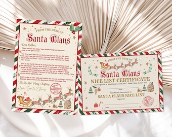 Letter from Santa Claus: Nice List Certificates (Editable, Instant Download) lenis1