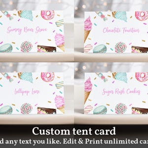 Süße Party Imbiss Zelt Karte Candy Eis Donut Buffet Labels Süß Eins Zwei Süß Editable Printable Download Bir338 Bir339 Bir340 Bir360
