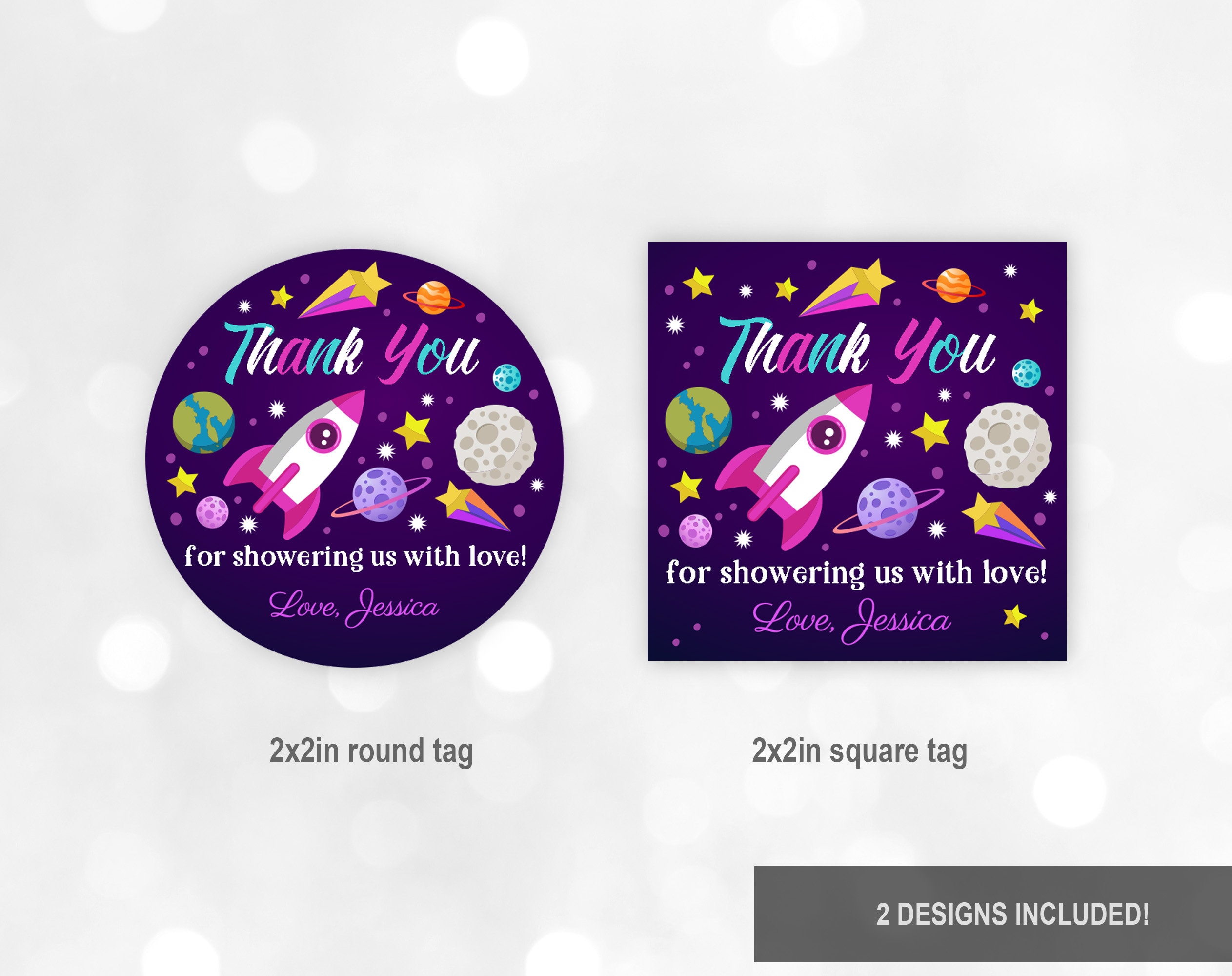 Outer Space Baby Shower Favor Sticker Astronaut Label Tag Etsy