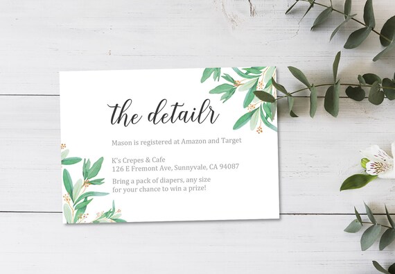 baby shower registry card template