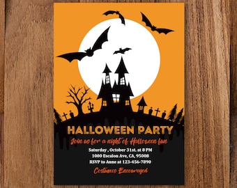 Halloween Party Invitation Costume Party Invite Spooky House Open House Ghost Adult Drink Party Halloween Night Editable Printable Download