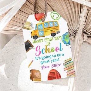 Zurück zum Schultag: Bearbeitbares Klassenzimmeretikett - druckbarer digitaler Download Bst7