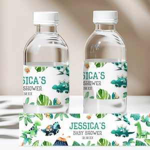 Etiket dinosaurus waterfles Dinosaurus waterlabel babyshower BEWERKBAAR, download Bab96