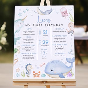 Under The Sea-poster eerste verjaardag mijlpaal: nautisch decor (afdrukbaar)