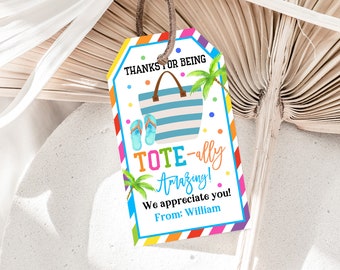 Tote Bag Teacher Gift Tag - Printable, Editable Summer Design Est24