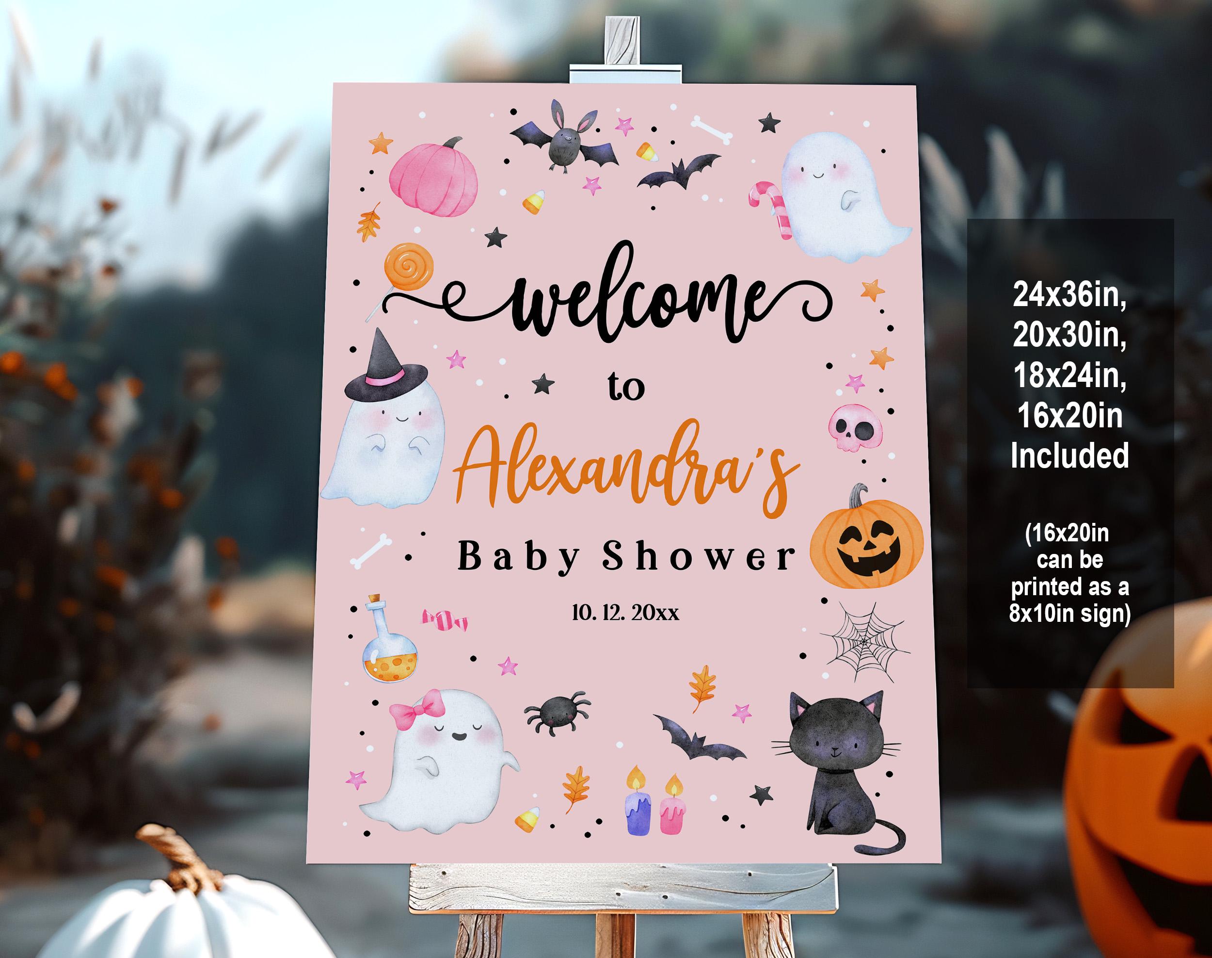 A Baby Is Brewing Halloween Baby Shower Banner – Wimpelkette Mit Geistern In Schwarz & Orange Für Junge/Mädchen
