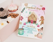 Holiday Cookie Party Invitation: Gingerbread House - Editable Printable Ch28