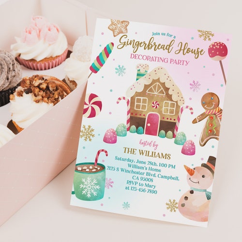 EDITABLE Gingerbread House Christmas Party Invitation - Etsy