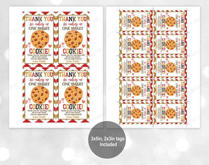 End of School Cookie Tag Thanks for Making Me One Smart Cookie - Etsy