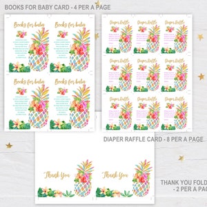 Pineapple Baby Shower Invitation Set Tropical Shower Invite Hawaiian Luau Baby Rainbow Neutral Summer Editable Download Printable Bab38 image 3