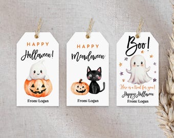 Editable Halloween Favor Tags: Printable Trick or Treat - Party Labels