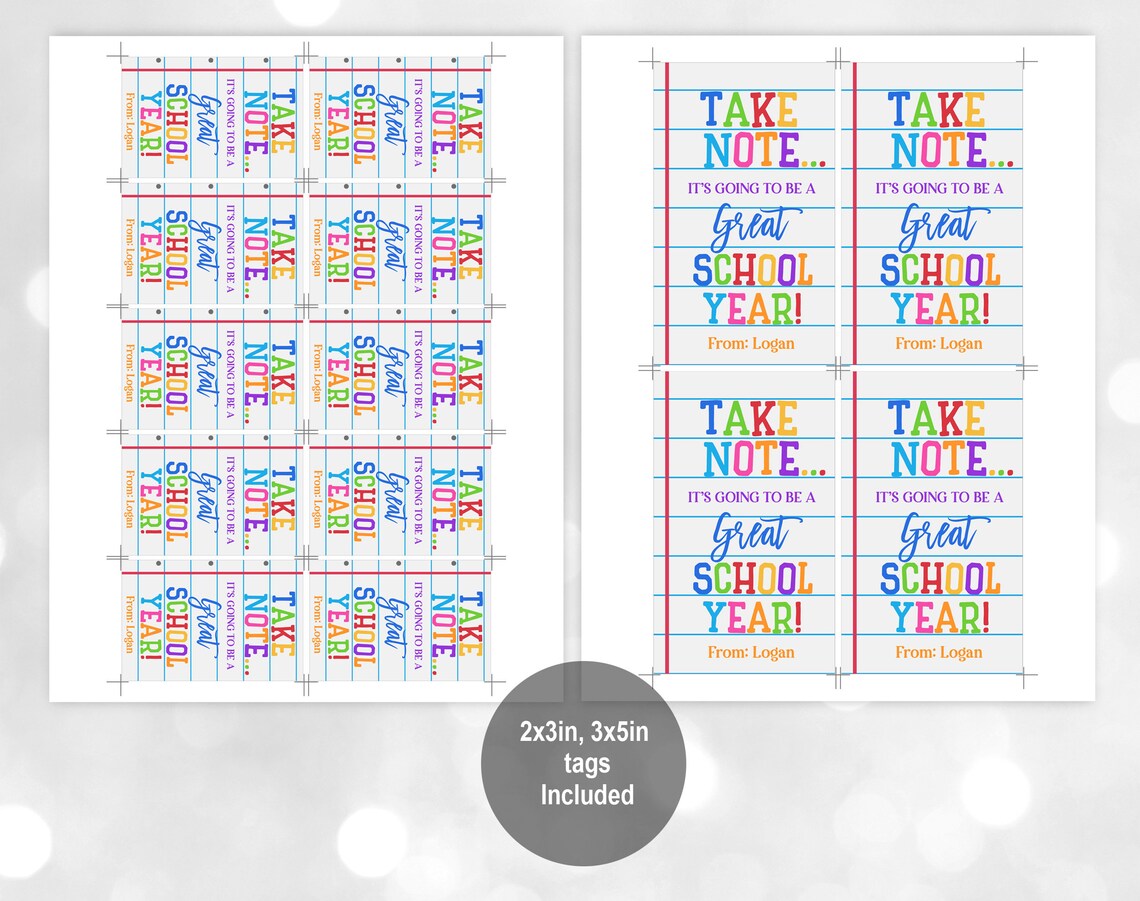Back to School Tag Take Note Tag Pen Marker Gift Tags for - Etsy