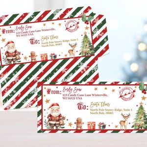 Sobres navideños imprimibles, carta a Papá Noel, sobre editable para Papá Noel, carta navideña, Polo Norte navideño imprimible lts2