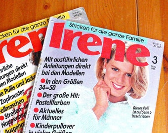 Irene Knitting Magazine from Aenne Burda in GERMAN, 1980s Vintage Knitting Patterns for the Family, ONE Pre-owned Fashion Magazine Supplied