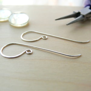 Silver Earring Findings Sterling Silver Long Ear Wire Handmade Shepherds Hooks for Wire Wrapping and Jewellery Making 1, 5 or 10 pairs image 1