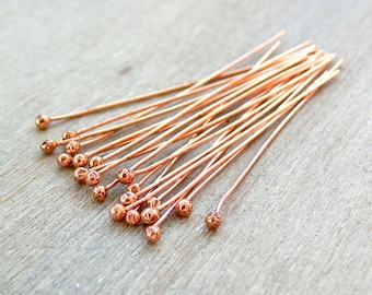 Copper Ball Head Pin - Copper Headpins - Copper Findings - Jewellery Making Supplies - Raw Copper Headpins - 10 pcs x 2, 3, 4 or 5 inches