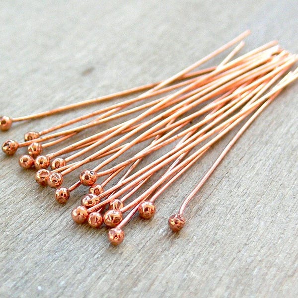 Copper Ball Head Pin - Copper Headpins - Copper Findings - Jewellery Making Supplies - Raw Copper Headpins - 10 pcs x 2, 3, 4 or 5 inches