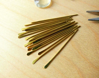 Brass Head Pins - 5 inch Handmade Paddle Headpins - Brass Findings for Jewellery Making - 10, 25, 50 or 100pcs in a Choice of Wire Gauge