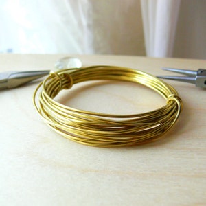 Brass Wire, 1.25mm 16 AWG round, bare brass wire for jewellery making and wire wrapping, 3 metres