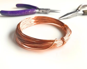 0,45 mm (25 AWG) blote koperdraad - ruw ongecoat dood zacht rond koper voor draadwikkelen, weven, kralen maken van sieraden - 18 METER