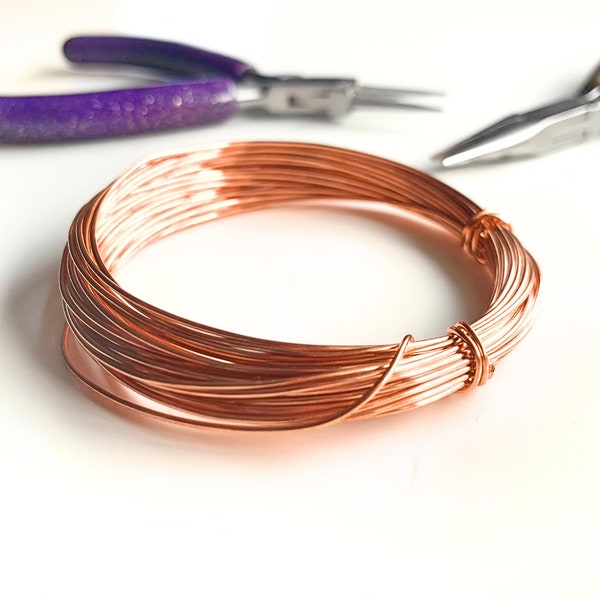 0.4mm round copper wire - 26 g copper wire - bare copper wire - jewelry making supplies - wire wrapping supplies - jewelry wire - WCW026, 20