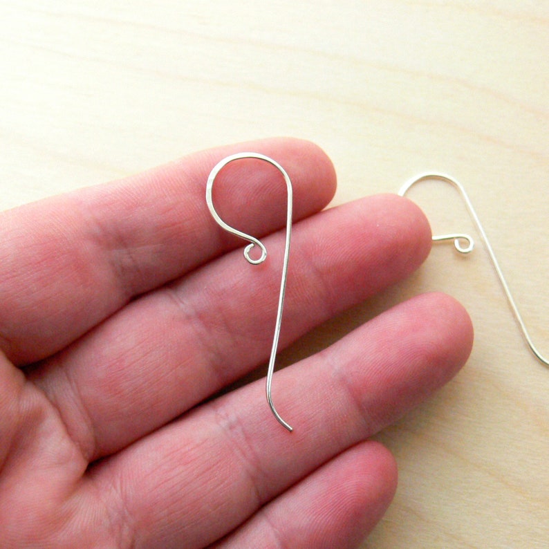 Silver Earring Findings Sterling Silver Long Ear Wire Handmade Shepherds Hooks for Wire Wrapping and Jewellery Making 1, 5 or 10 pairs image 9