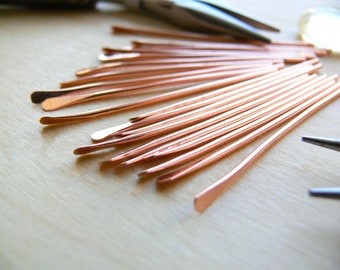 raw copper headpins - paddle headpins - jewellery making supplies - 3 inches long