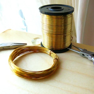 Brass Wire, 0.8mm 20 AWG round, bare brass wire for wire wrapping, 6 metres