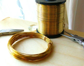 Brass Wire, 0.8mm 20 AWG round, bare brass wire for wire wrapping, 6 metres