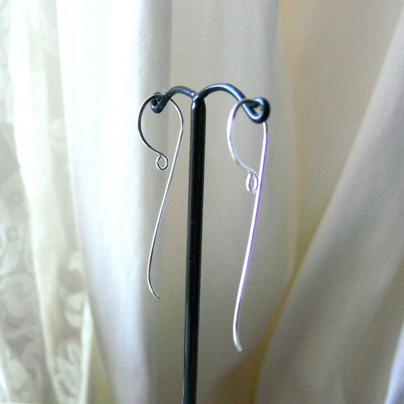 Silver Earring Findings Sterling Silver Long Ear Wire Handmade Shepherds Hooks for Wire Wrapping and Jewellery Making 1, 5 or 10 pairs image 4