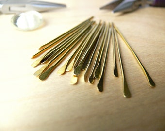 Bare Brass Headpins - paddle headpins - jewellery making supplies - 4 inches long