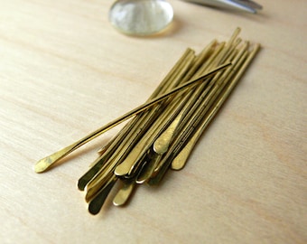 Brass Headpins - Bare Brass Paddle End Head Pins - Handmade Findings for Jewellery Making - 2 inches long