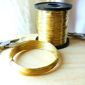 Brass Wire, 0.4mm 26 AWG round bare brass wire for wire wrapping, 20 metres
