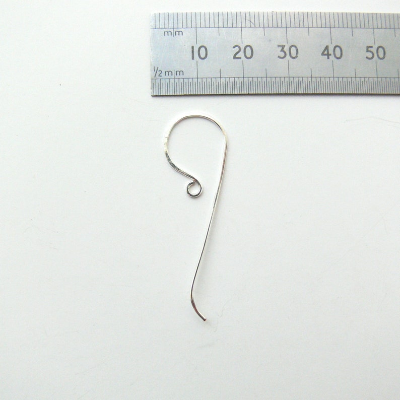 Silver Earring Findings Sterling Silver Long Ear Wire Handmade Shepherds Hooks for Wire Wrapping and Jewellery Making 1, 5 or 10 pairs image 8