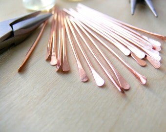 Bare Copper Head Pins - Paddle Headpins - 10 Stuks - Kies je lengte en draadmeter