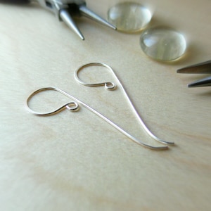 Silver Earring Findings Sterling Silver Long Ear Wire Handmade Shepherds Hooks for Wire Wrapping and Jewellery Making 1, 5 or 10 pairs image 2