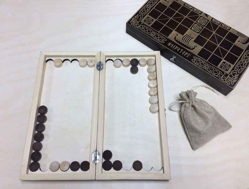 2in1 Tafl 9x9 and Backgammon folding board Vikings Chess Historical game Hnefatafl Viking Board Game Tablut