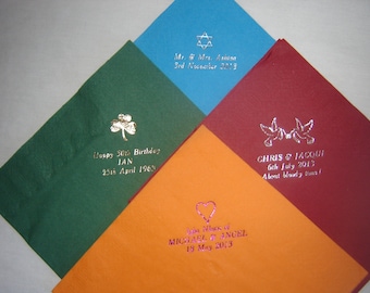 50 Quality printed personalised napkins UK
