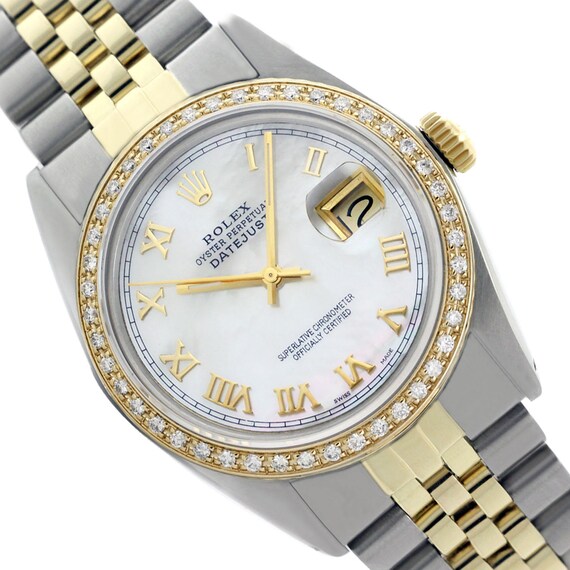 Rolex Men\u0027s Datejust Two,Tone 36mm Roman Numeral Dial/Diamond Bezel , Pre,Owned