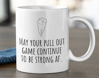 Lustiges Geschenk zum Zahnarzt - Zahnarzt Geburtstagsgeschenk - Pull-Out-Spiel stark AF - Zahnarzthelfer oder Hygieniker-Kaffeetasse