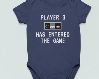 Cute Baby One-piece - Gaming Baby Bodysuit - Video Game Baby Shirt - Player 3 Entered The Game - Many Sizes And Colors Available - Baby Gift