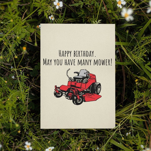 Funny Printable Birthday Card - Lawn Mower Card - Yard Care - Lawn Mowing - Gardening Card -  Instant Download - Last Minute Birthday Card