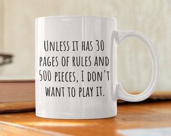 Board Game Gift - Funny Board Games Mug - Tabletop Games Gift - 30 Pages Of Rules And 500 Pieces - Board Game Lover Present