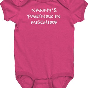 Nanny Baby Bodysuit - Baby Gift From Nanny - Baby One-piece - Nanny&#39;s Partner In Mischief - Many Sizes And Colors Available - Baby Shower