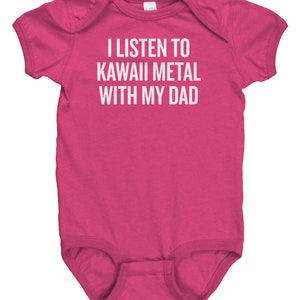 Heavy Metal Baby Bodysuit - Funny Metalhead Baby Gift - I Listen To Kawaii Metal My Dad - Many Sizes and Colors Available - All Cotton
