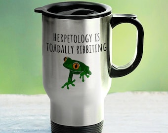 Divertente tazza da viaggio erpetologia - Regalo erpetologo - Toadally Ribbiting - Amante dei rettili, Herping